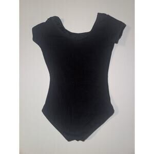Capezio Girls Black Short Sleeve Dance Leotard Size I Intermediate 6-8